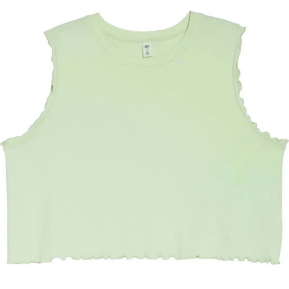 BP. Crop Lettuce Edge Organic Cotton Blend Tank in Green Limecream Size … - Picture 7 of 7